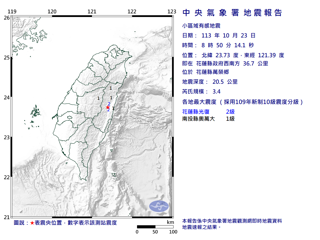 快訊／8：50地牛翻身！花蓮萬榮鄉發生3.4「極淺層地震」　震度一次看